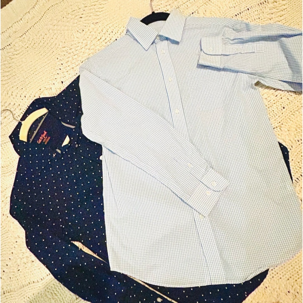 Cat & Jack Boys Youth Button Down Shirts - TWO (sz 12-14)